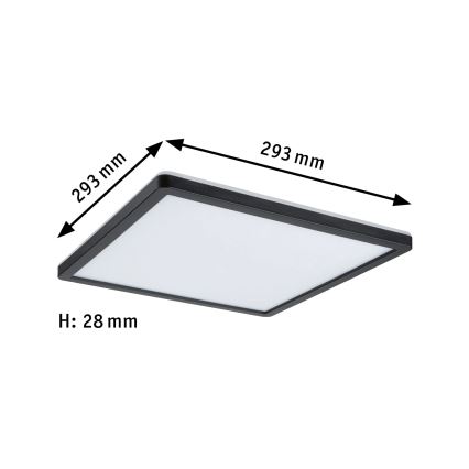 Paulmann 79921 - LED/16W Himmennettävä ATRIA-paneeli 230V 3000K 29,3x29,3 cm musta