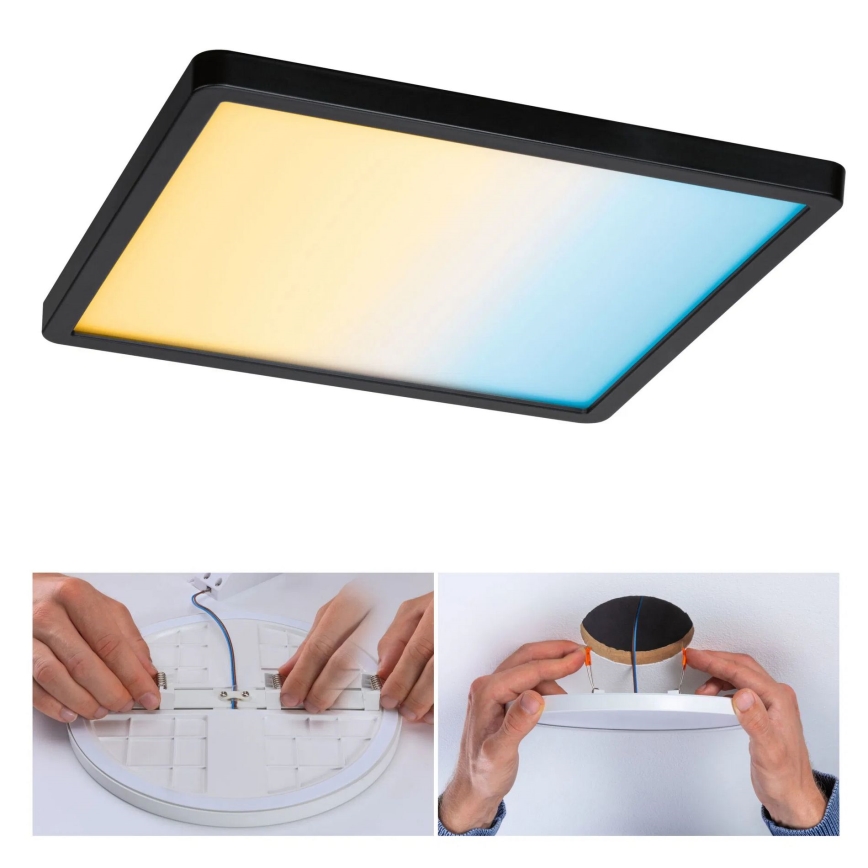 Paulmann 79967 - LED/16W IP44 Himmennettävä kylpyhuoneen upotettava kattovalaisin AREO 230V 23x23 cm musta