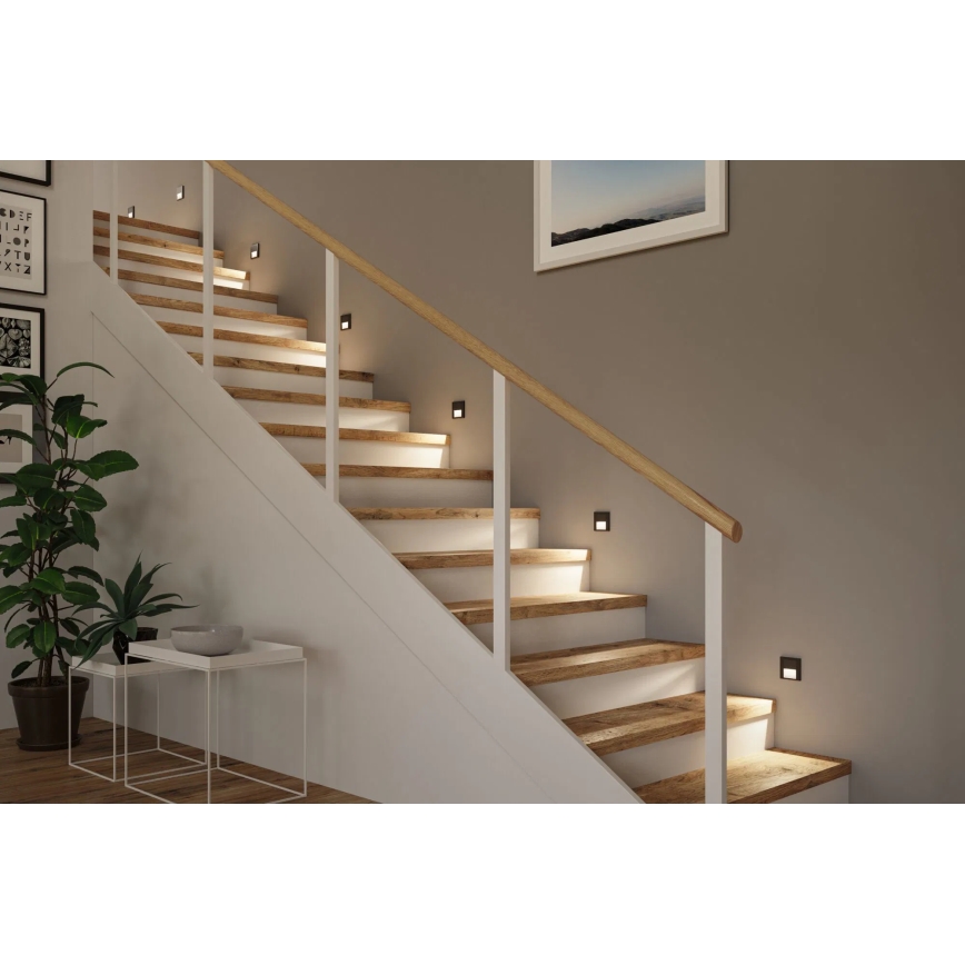 Paulmann 80004 - LED/1W Porrasvalaisin anturilla TSARO 230V Lead/musta