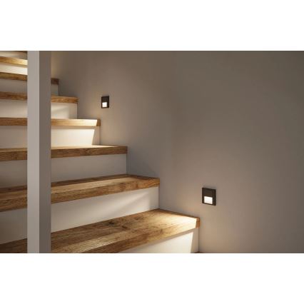 Paulmann 80004 - LED/1W Porrasvalaisin anturilla TSARO 230V Lead/musta