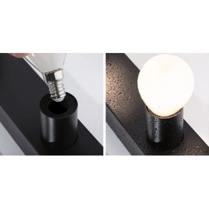 Paulmann 80097 - 3xE14/40W IP44 Kylpyhuoneen peilivalo REGULA 230V musta