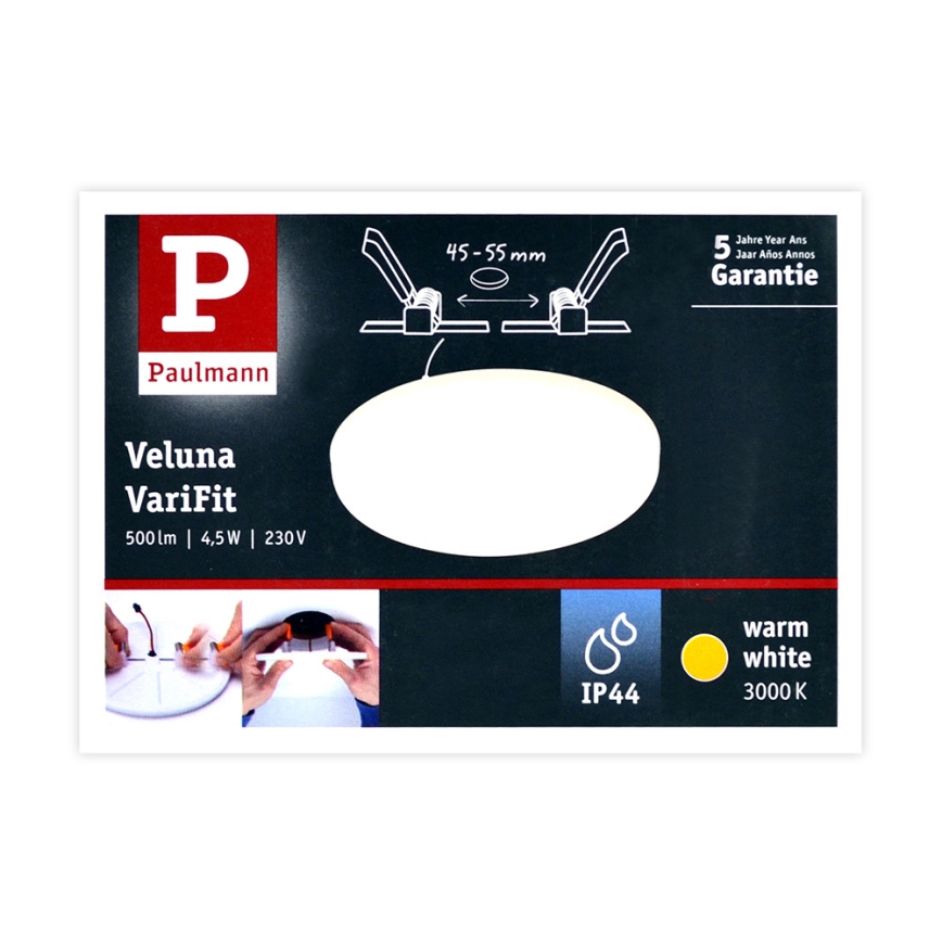 Paulmann 92387 - LED/4,5W IP44 Kylpyhuoneen upotettu valo VARIFIT 230V