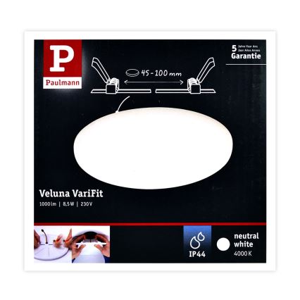 Paulmann 92391 - LED/8,5W IP44 Kylpyhuoneen upotettu valo VARIFIT 230V