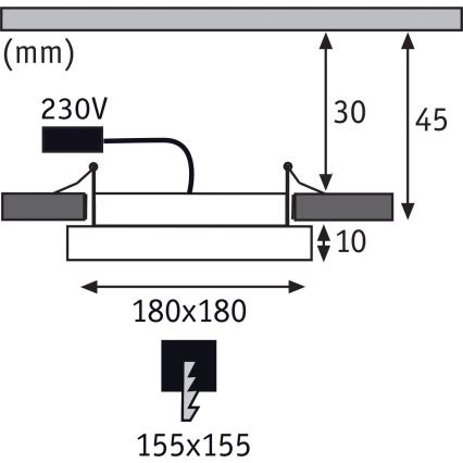 Paulmann 92939 - LED/11W IP44 himennettävä kylpyhuoneen upotettava alasvalo AREO 230V 18x18 cm mattakromi