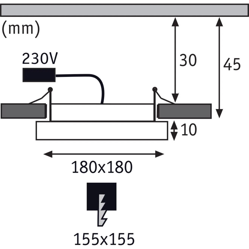 Paulmann 92939 - LED/11W IP44 himennettävä kylpyhuoneen upotettava alasvalo AREO 230V 18x18 cm mattakromi