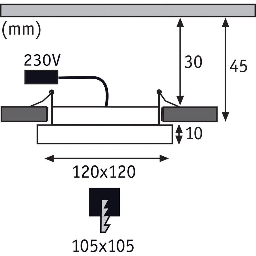 Paulmann 92950 - LED/7,5W IP23 Kylpyhuoneen alaslaskettava valaisin AREO 230V 12x12 cm valkoinen