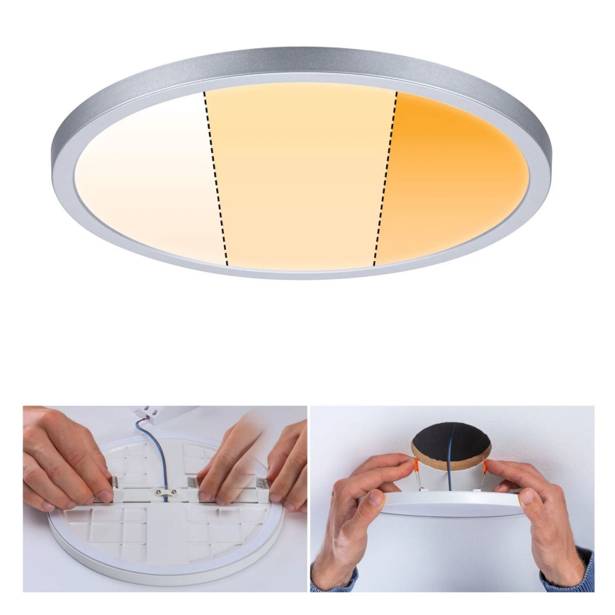 Paulmann 92992 - LED/16W IP44 Kylpyhuoneen alakattoon asennettava valaisin AREO 230V 2000/3000/4000K halkaisija 23 cm mattakromi