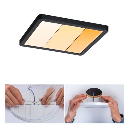 Paulmann 93101 - LED/13W IP44 AREO alakattoon asennettava kylpyhuoneen alasvalo 230V 2000/3000/4000K 17,5x17,5 cm musta