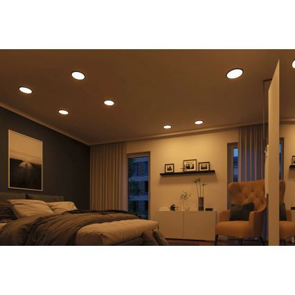 Paulmann 93102 - LED 16 W IP44 himmennettävä kylpyhuoneen upotettava alasvalo AREO 230 V 2000/3000/4000 K halkaisija 23 cm musta