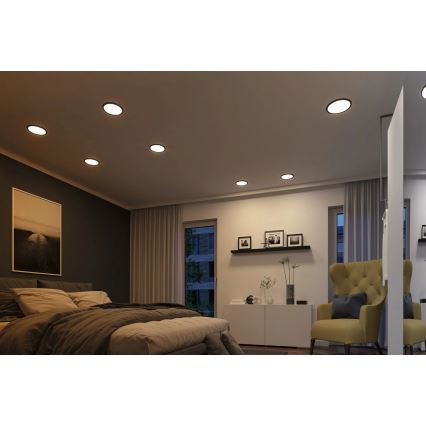 Paulmann 93102 - LED 16 W IP44 himmennettävä kylpyhuoneen upotettava alasvalo AREO 230 V 2000/3000/4000 K halkaisija 23 cm musta