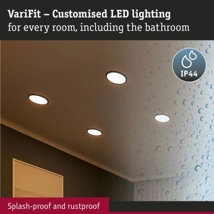 Paulmann 93102 - LED 16 W IP44 himmennettävä kylpyhuoneen upotettava alasvalo AREO 230 V 2000/3000/4000 K halkaisija 23 cm musta