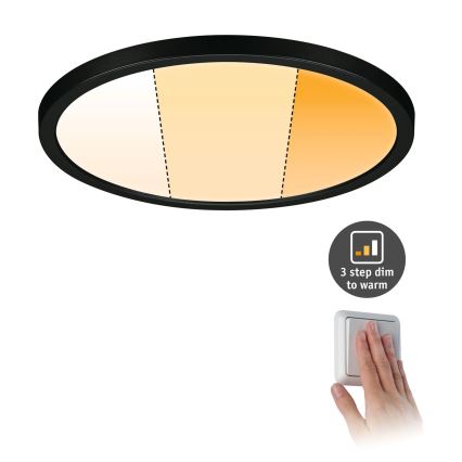Paulmann 93102 - LED 16 W IP44 himmennettävä kylpyhuoneen upotettava alasvalo AREO 230 V 2000/3000/4000 K halkaisija 23 cm musta