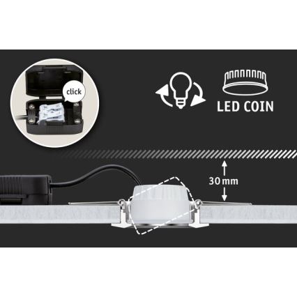 Paulmann 93483 - SET 3xLED/6,5W IP23 Himmennettävä upotettava kylpyhuonevalo NOVA 230V
