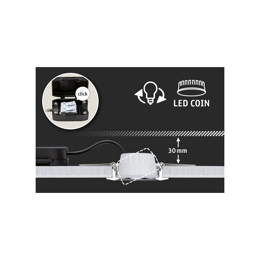 Paulmann 93483 - SET 3xLED/6,5W IP23 Himmennettävä upotettava kylpyhuonevalo NOVA 230V