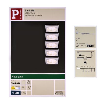 Paulmann 93587 - SETTI 5xLED/0,4W Upotettu valo 12V/230V 2700K