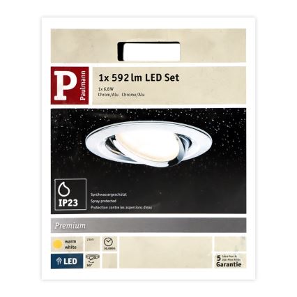 Paulmann 93867 - 1xLED/6,8W IP23 Kylpyhuoneen upotettu valo COIN 230V