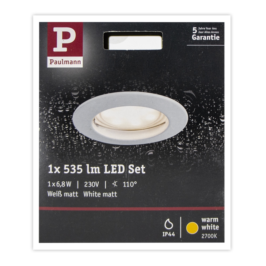 Paulmann 93973 - LED/6,8W IP44 Upotettava kylpyhuonevalo COIN 230V
