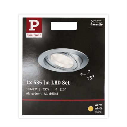 Paulmann 93983 - LED/6,8W IP23 Kylpyhuoneen upotettu valo COIN 230V