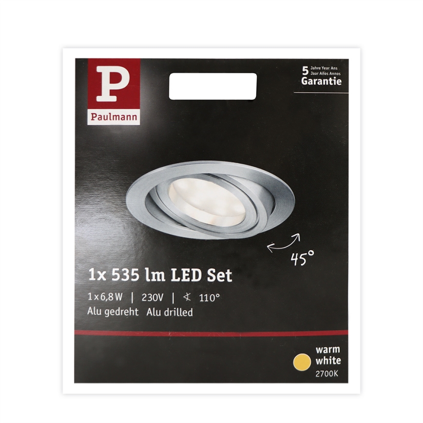 Paulmann 93983 - LED/6,8W IP23 Kylpyhuoneen upotettu valo COIN 230V