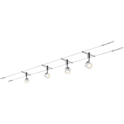 Paulmann 94080 - SETTI 4xLED/4,8W Täydellinen vaijerivalaisinjärjestelmä STAGE 230V kiiltävä kromi