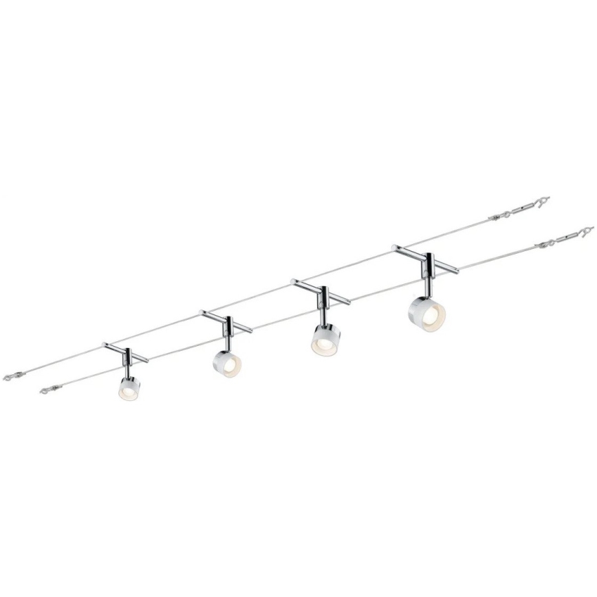 Paulmann 94080 - SETTI 4xLED/4,8W Täydellinen vaijerivalaisinjärjestelmä STAGE 230V kiiltävä kromi