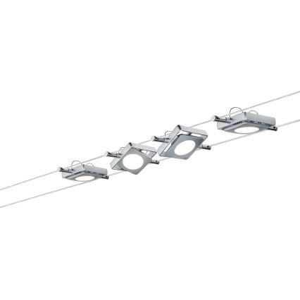 Paulmann 94107 - SETTI 4xLED/4,3W Täydellinen vaijerivalojärjestelmä MAC 230V mattakromi