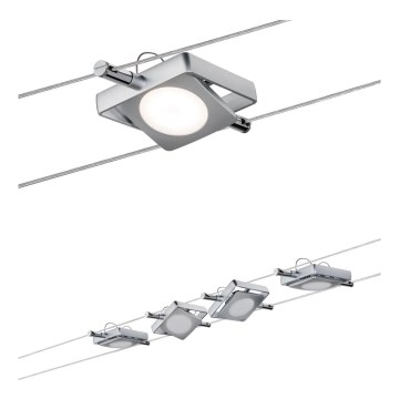 Paulmann 94107 - SETTI 4xLED/4,3W Täydellinen vaijerivalojärjestelmä MAC 230V mattakromi