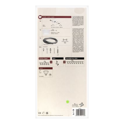 Paulmann 94134 - Setti 5xGU5,3/10W Täydellinen MAC kaapelivalojärjestelmä 230V valkoinen