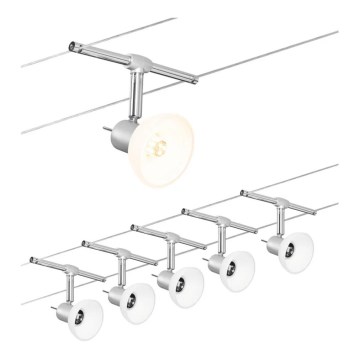 Paulmann 94136 - Setti 5 x GU5.3/10 W, täydellinen SHEELA-lankavalosysteemi 230 V, kiiltävä kromi