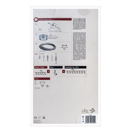 Paulmann 94152 - SARJA 7xGU5,3/10W Kohdevalaisin lankajärjestelmään MAC 230V mattakromi