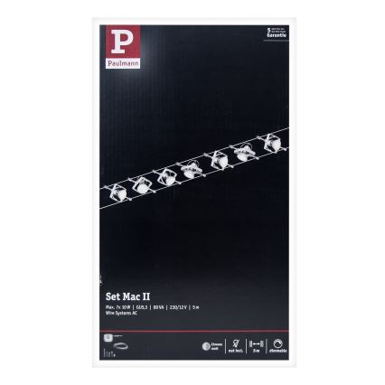 Paulmann 94152 - SETTI 7xGU5,3/10W Täydellinen MAC-vaijerisysteemi 230V mattakromi