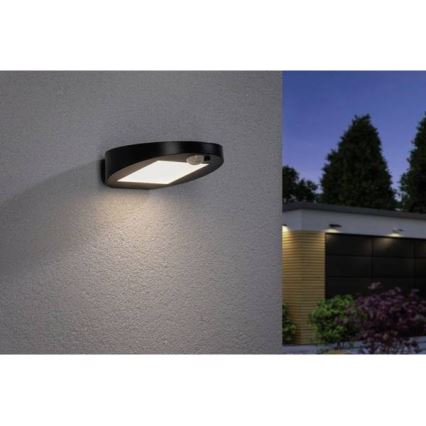 Paulmann 94246 - LED/1,2W IP44 Ulkokäyttöön tarkoitettu aurinkokennovalo liiketunnistimella RYSE 3,7V 1800 mAh
