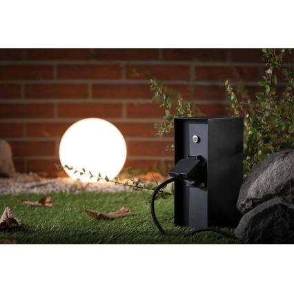 Paulmann 94315 -Ulkopistorasiapylväs hämäräsensori RIO 3Z SCHUKO 230V IP44