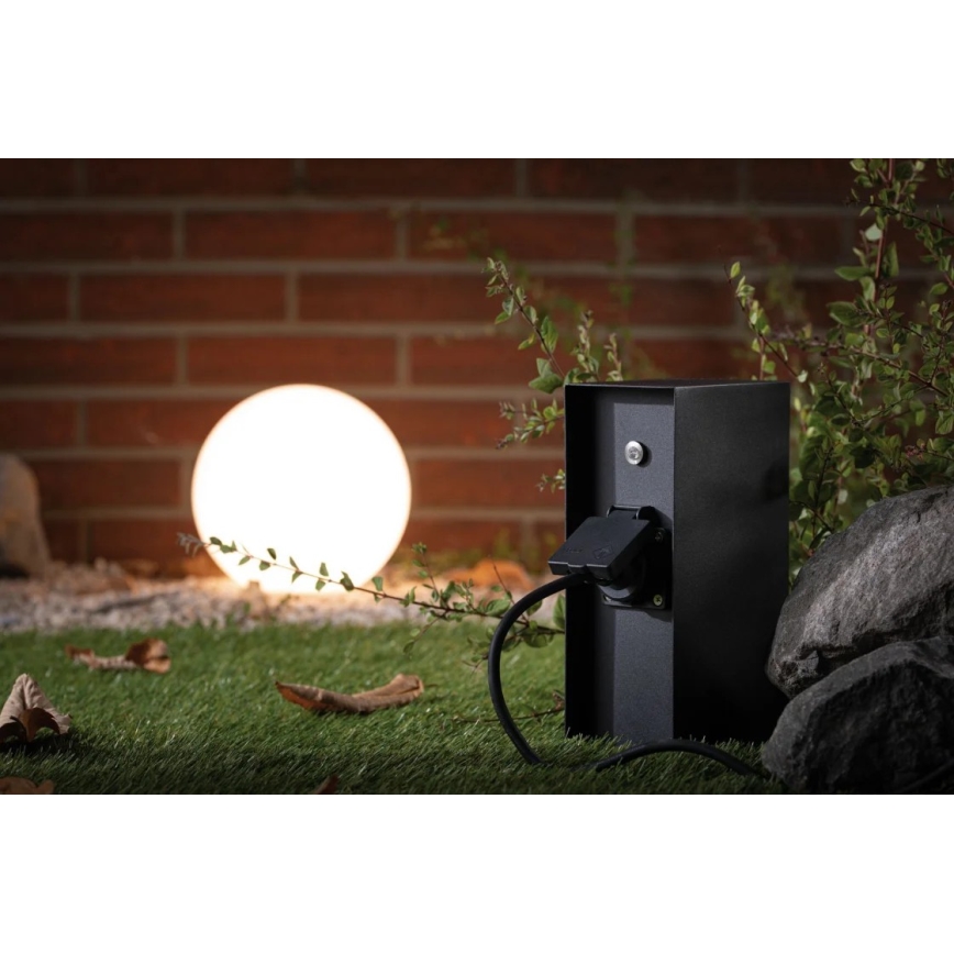 Paulmann 94315 -Ulkopistorasiapylväs hämäräsensori RIO 3Z SCHUKO 230V IP44