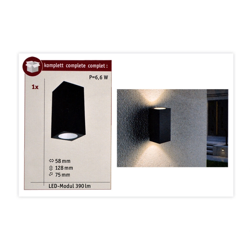 Paulmann 94328 - 2xLED/2,8W IP44 Ulkoseinävalaisin FLAME 230V antrasiitti