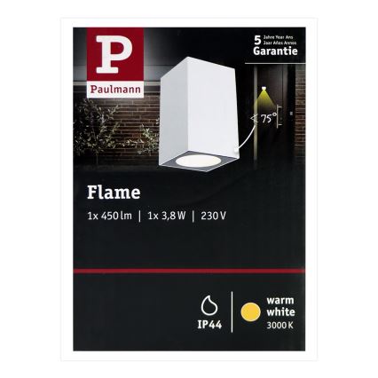 Paulmann 94329 - LED/3,8W IP44 Ulkoseinävalaisin FLAME 230V valkoinen