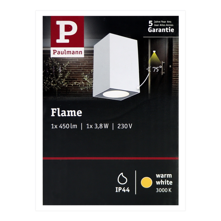 Paulmann 94329 - LED/3,8W IP44 Ulkoseinävalaisin FLAME 230V valkoinen