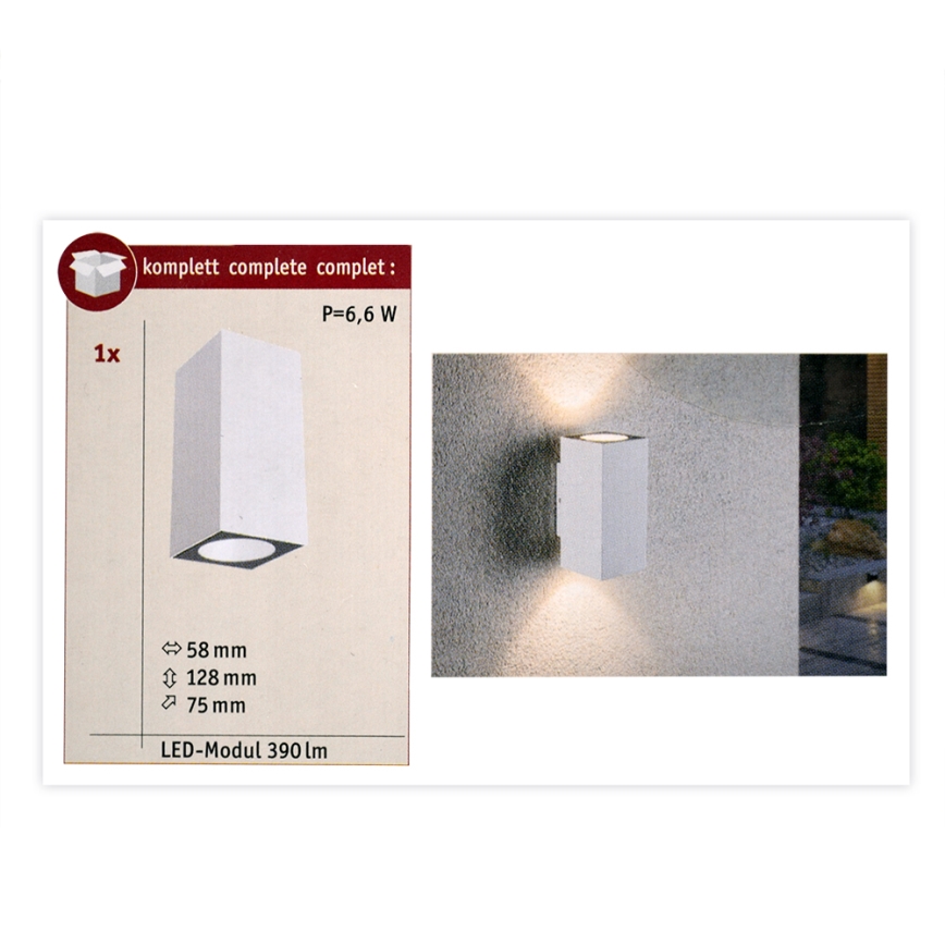 Paulmann 94330 - 2xLED/2,8W IP44 Ulkoseinävalaisin FLAME 230V valkoinen