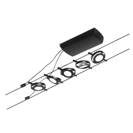 Paulmann 94418 - SETTI 5xLED/4,5W Täydellinen ROUNDMAC-vaijerijärjestelmä 230V musta
