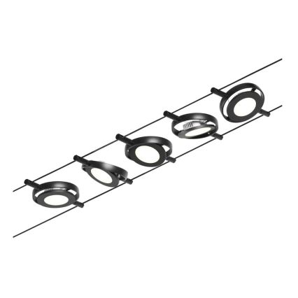 Paulmann 94418 - SETTI 5xLED/4,5W Täydellinen ROUNDMAC-vaijerijärjestelmä 230V musta