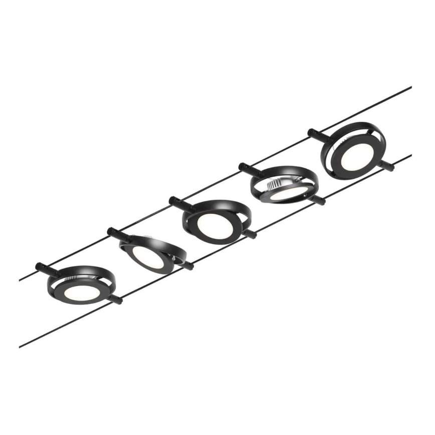 Paulmann 94418 - SETTI 5xLED/4,5W Täydellinen ROUNDMAC-vaijerijärjestelmä 230V musta