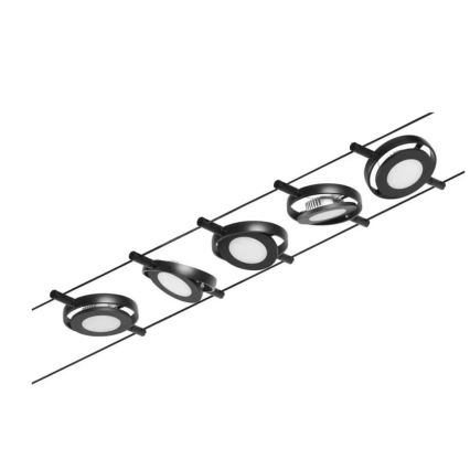 Paulmann 94418 - SETTI 5xLED/4,5W Täydellinen ROUNDMAC-vaijerijärjestelmä 230V musta
