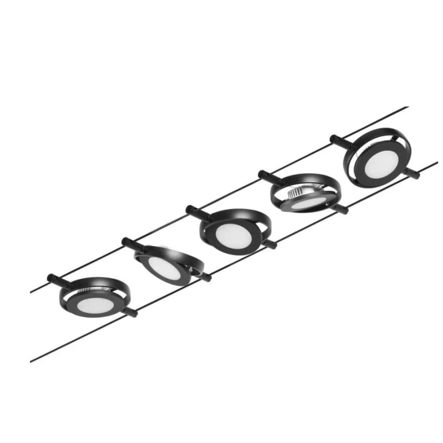 Paulmann 94418 - SETTI 5xLED/4,5W Täydellinen ROUNDMAC-vaijerijärjestelmä 230V musta