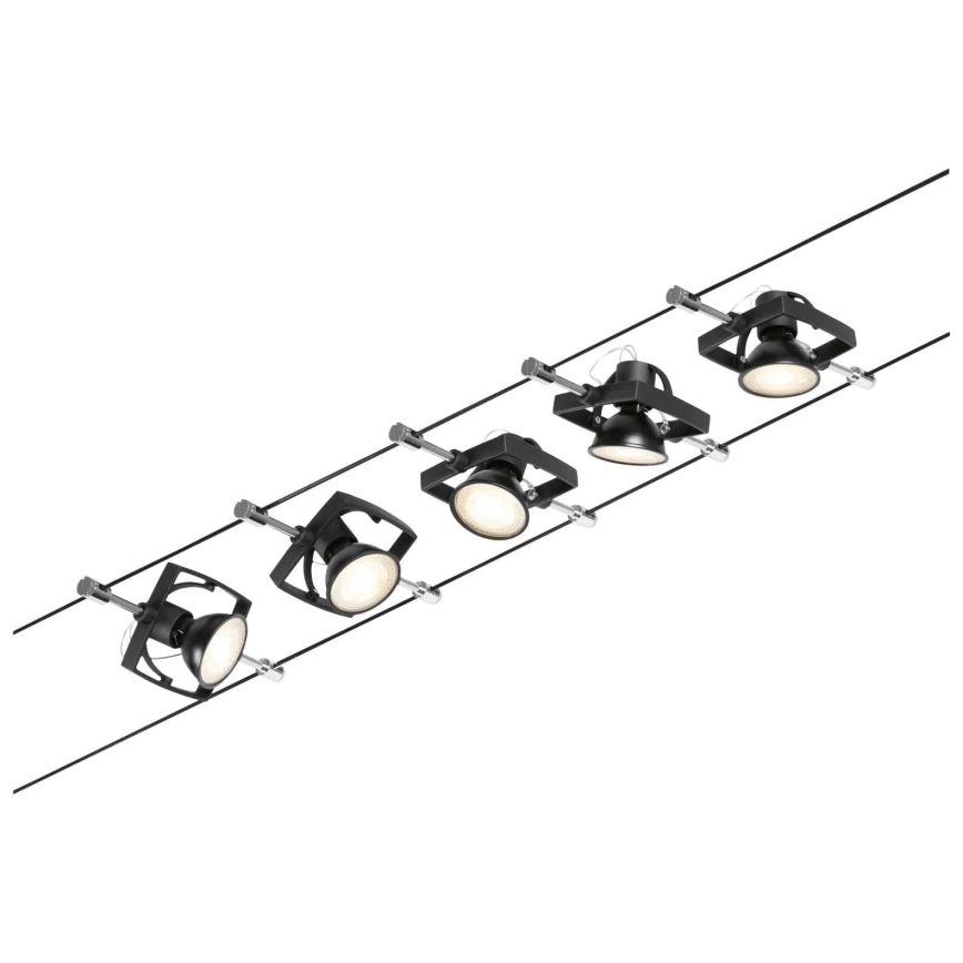 Paulmann 94434 - SARJA 5xGU5,3/10W Kohdevalaisin lankajärjestelmään MAC 230V musta