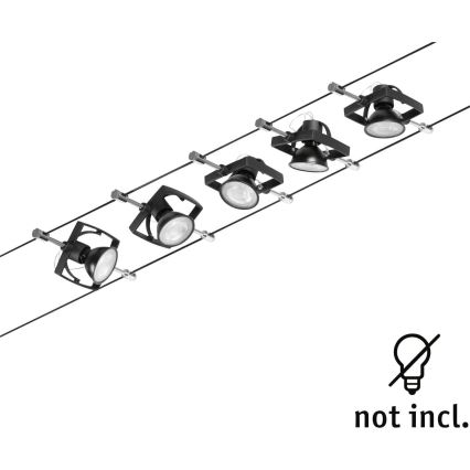 Paulmann 94434 - SARJA 5xGU5,3/10W Kohdevalaisin lankajärjestelmään MAC 230V musta