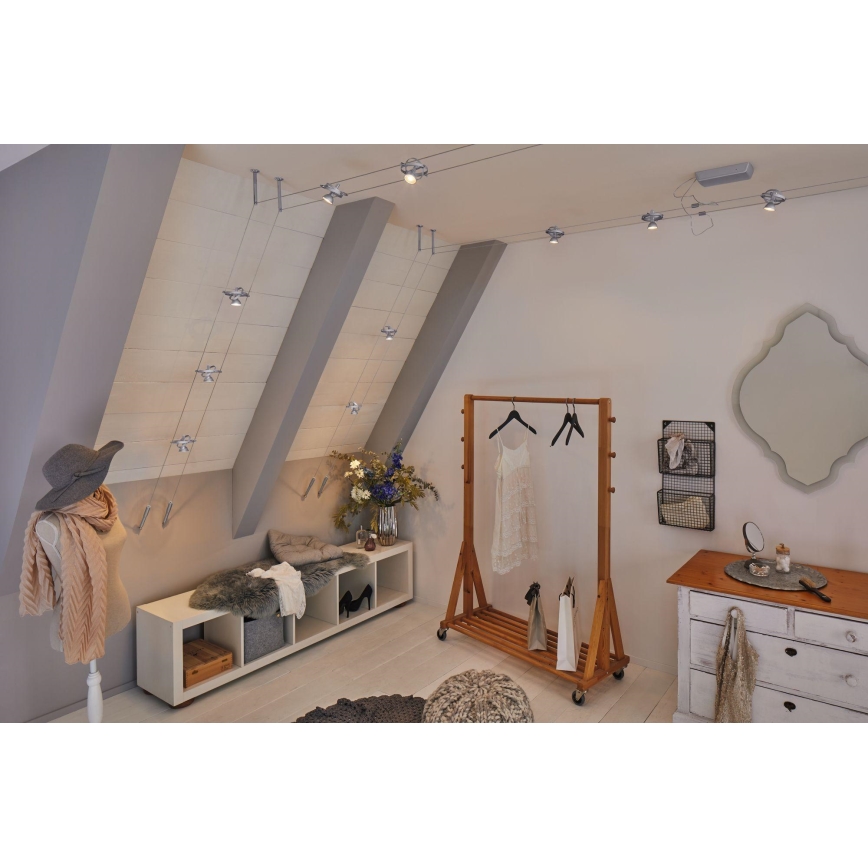 Paulmann 94436 - SARJA 5xGU5,3/10W Kohdevalaisin lankajärjestelmään CARDAN 230V mattakromi