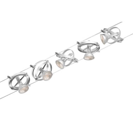 Paulmann 94436 - SARJA 5xGU5,3/10W Kohdevalaisin lankajärjestelmään CARDAN 230V mattakromi