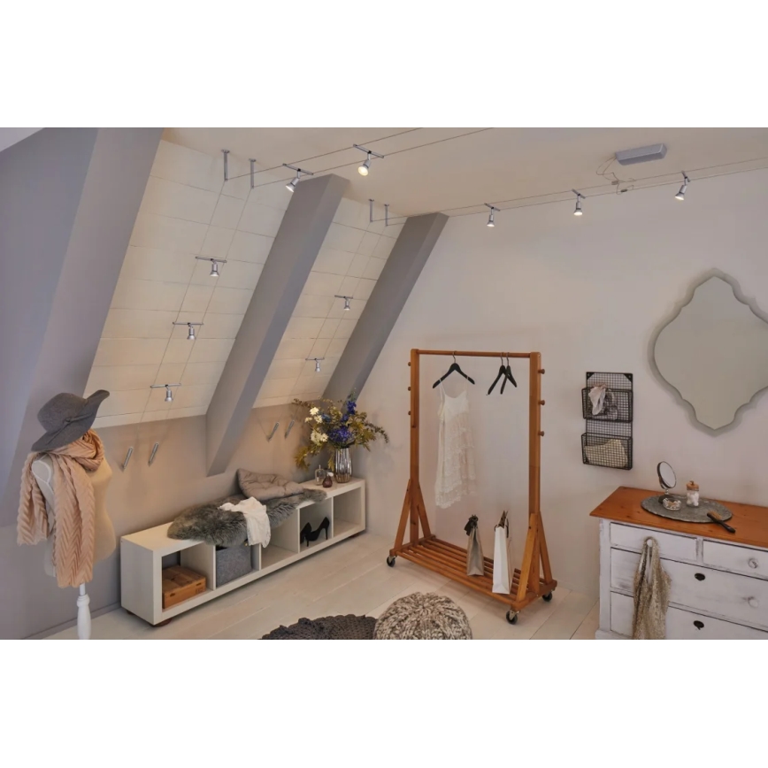 Paulmann 94442 - SARJA 5xGU5,3/10W Kohdevalaisin lankajärjestelmään SALT 230V mattakromi