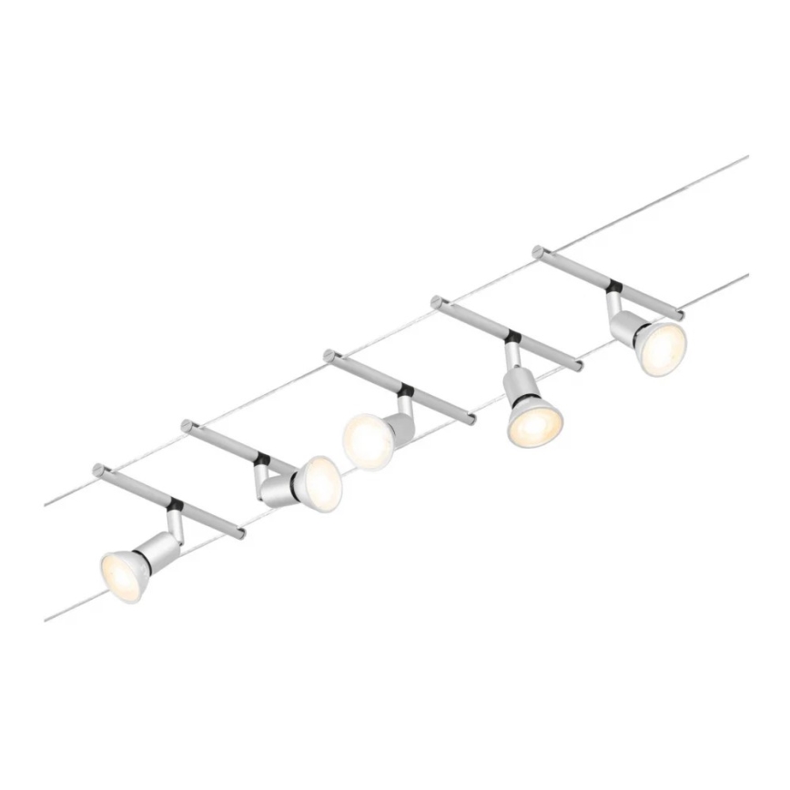 Paulmann 94442 - Sarja 5xGU5,3/10W Täydellinen SALT 230V -kaapelijärjestelmä, mattakromi