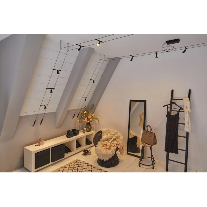 Paulmann 94446 - SARJA 5xGU5,3/10W Kohdevalaisin lankajärjestelmään SALT 230V musta